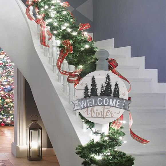 Sfozstra Winter Welcome Sign, "Welcome Winter" Front Door Decorative Sign - Picture 5 of 7